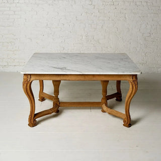20th Century French Oak and Marble Farmhouse Table
