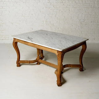 20th Century French Oak and Marble Farmhouse Table
