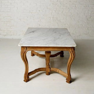 20th Century French Oak and Marble Farmhouse Table
