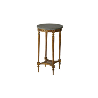 1950s Louis XVI Marble & Oak Side Table
