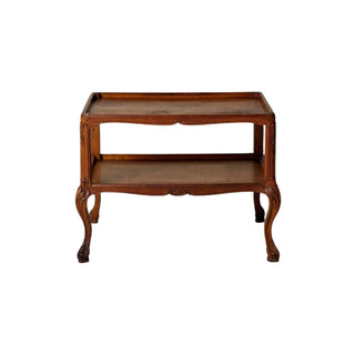 19th Century Belgian Oak Two Tier Chippendale Table
