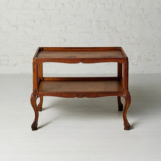 19th Century Belgian Oak Two Tier Chippendale Table
