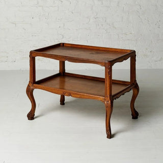19th Century Belgian Oak Two Tier Chippendale Table
