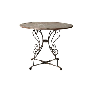 19th Century Belgian Marble Top Round Iron Table

