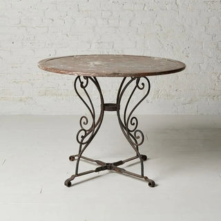 19th Century Belgian Marble Top Round Iron Table
