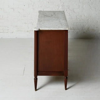 19th Century Belgian Louis XVI Mahogany and White Marble Top Three Drawer Chest
