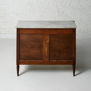 19th Century Belgian Louis XVI Mahogany and White Marble Top Three Drawer Chest
