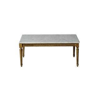 20th Century Belgian Painted Wood and White Marble Top Coffee Table
