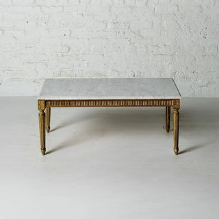 20th Century Belgian Painted Wood and White Marble Top Coffee Table
