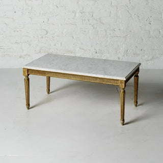 20th Century Belgian Painted Wood and White Marble Top Coffee Table
