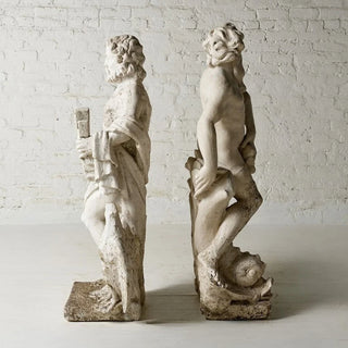 Late 19th Century French Concrete Zeus and Poseidon Statues (Set of 2)
