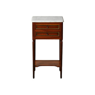 19th Century Belgian Louis XVI Mahogany and White Marble Top Nightstand
