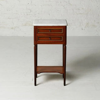 19th Century Belgian Louis XVI Mahogany and White Marble Top Nightstand

