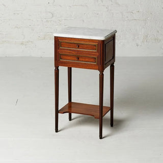 19th Century Belgian Louis XVI Mahogany and White Marble Top Nightstand
