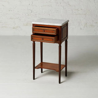 19th Century Belgian Louis XVI Mahogany and White Marble Top Nightstand
