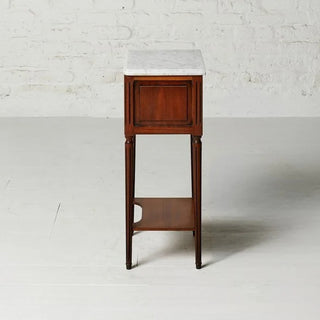 19th Century Belgian Louis XVI Mahogany and White Marble Top Nightstand
