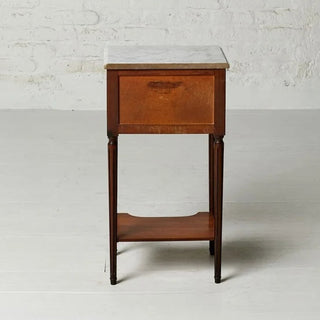 19th Century Belgian Louis XVI Mahogany and White Marble Top Nightstand
