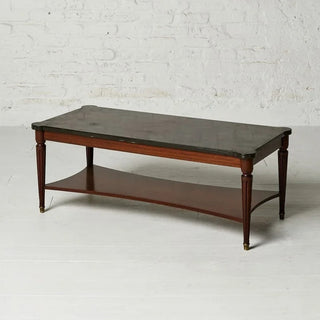 19th Century Belgian Louis XVI Style Mahogany and Black Marble Top Coffee Table
