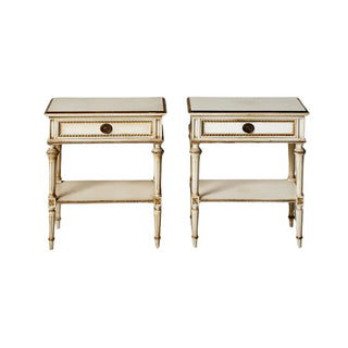 20th Century Belgian Louis XVI Style Painted Oak End Tables (Set of 2)
