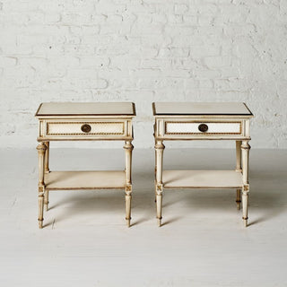 20th Century Belgian Louis XVI Style Painted Oak End Tables (Set of 2)
