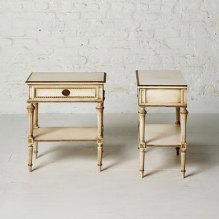 20th Century Belgian Louis XVI Style Painted Oak End Tables (Set of 2)
