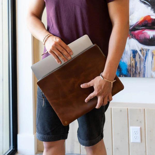 Oxford Leather Laptop Sleeve (Olive) by Rustico
