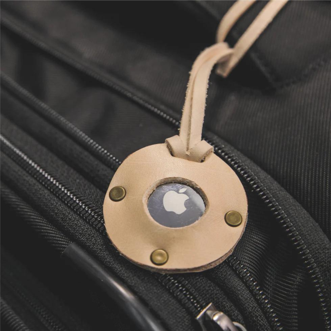 Leather AirTag Case Hang Tag with Rivets