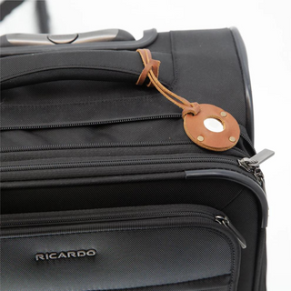 Leather AirTag Case Hang Tag with Rivets (Black) by Rustico
