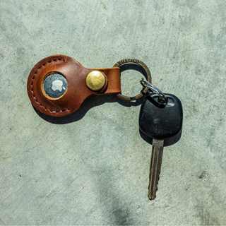 Leather AirTag Case with Key Ring (Saddle) by Rustico

