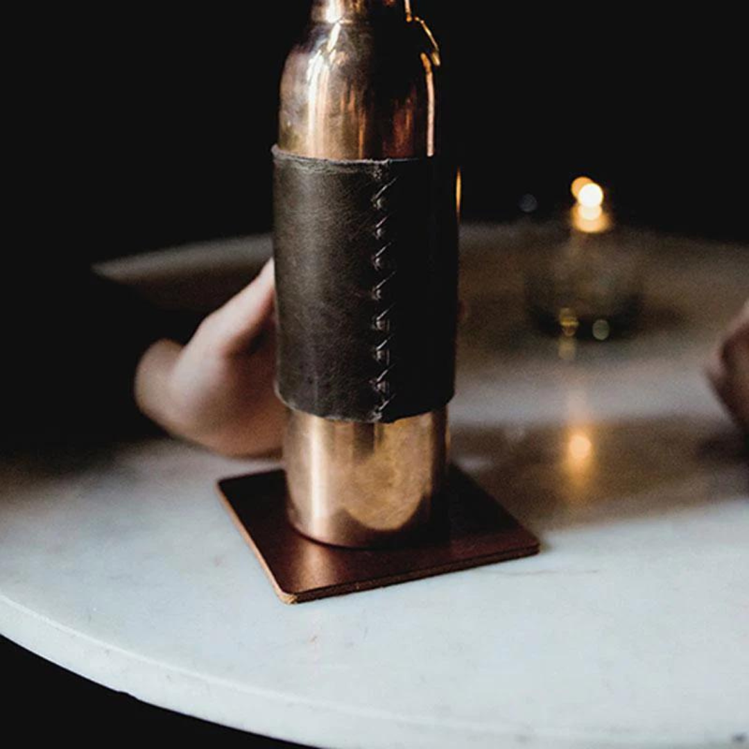 Ultra Leather Coaster in Thick Dark Brown (Set of 4) by Rustico - Thumbnail 4