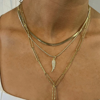 Gold Shimmer Angel Wing Necklace by Shalla Wista
