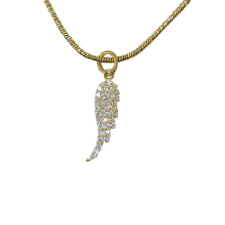 Gold Shimmer Angel Wing Necklace by Shalla Wista
