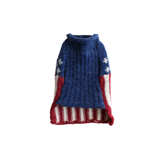 Hand Knit Flag Dog Sweater (Small)
