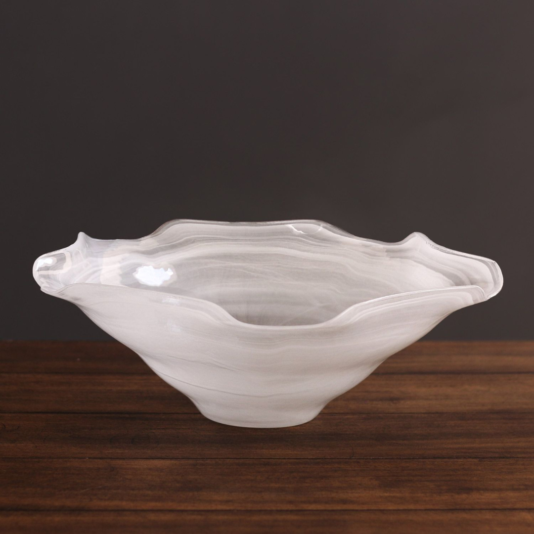 Glass Alabaster Wave Large Bowl