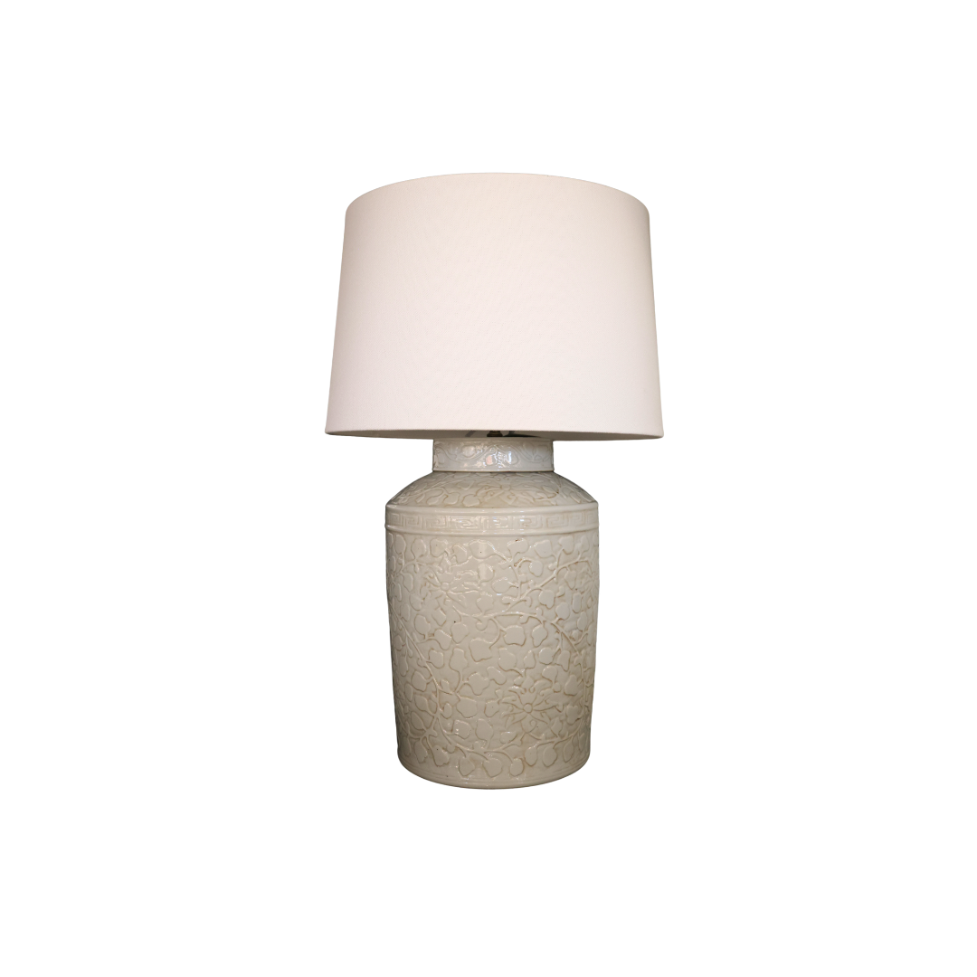 Rustic White Carved Vine Lamp - Thumbnail 2