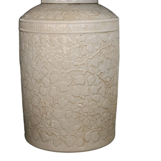 Rustic White Carved Vine Lamp
