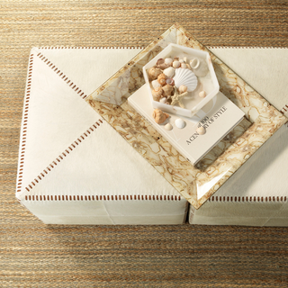 White Hide Ottoman (Large)
