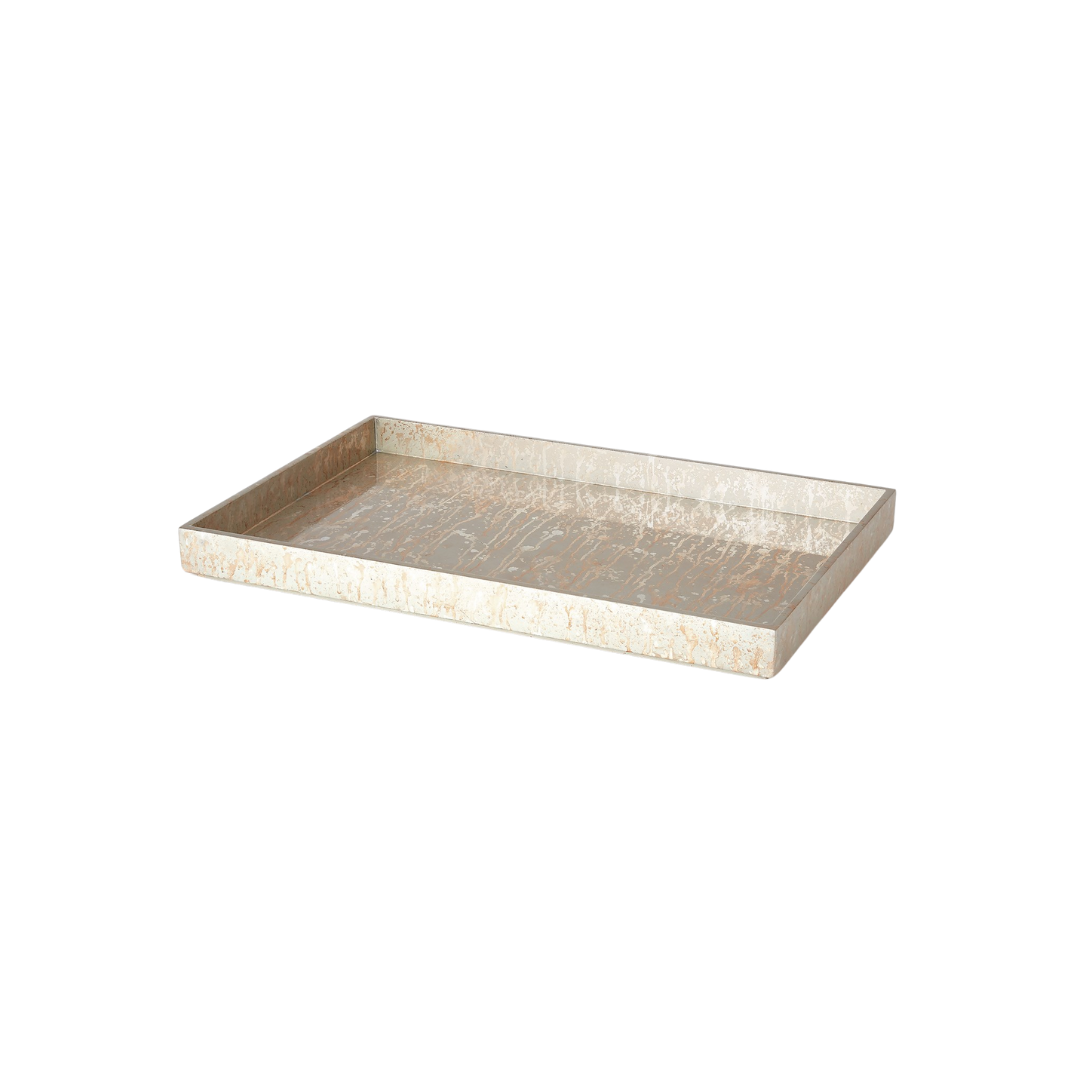Champagne Silver Leaf Rectangular Tray (Large) - Thumbnail 4