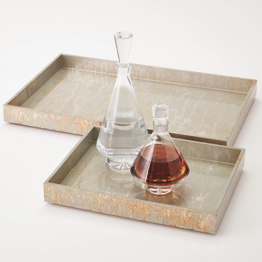 Champagne Silver Leaf Rectangular Tray (Large) - Thumbnail 3