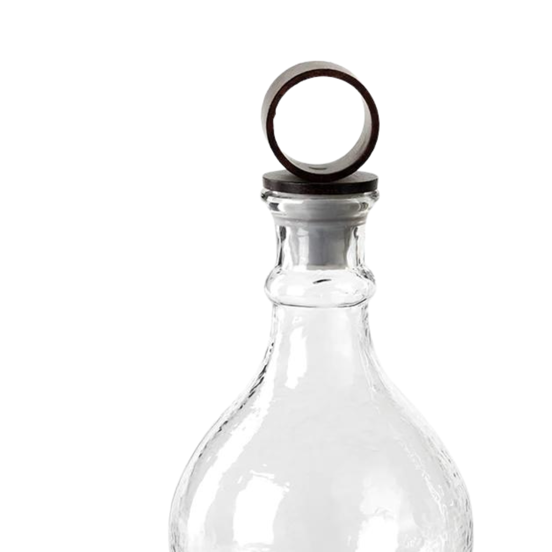 Artisan Hammered Glass Decanter with Wrought Iron Stopper - Thumbnail 3