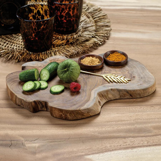 Bali Teak Root Serving Board with Condiment Bowls
