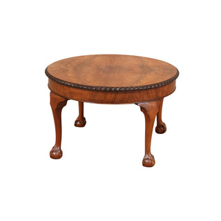 19th Century English Ball and Clawfoot Coffee Table with Book Match Top
