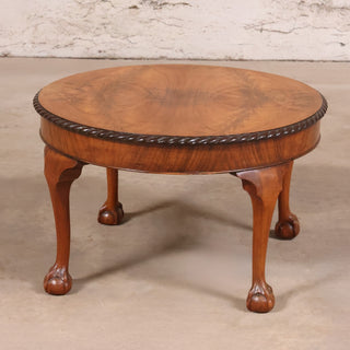 19th Century English Ball and Clawfoot Coffee Table with Book Match Top
