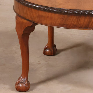 19th Century English Ball and Clawfoot Coffee Table with Book Match Top
