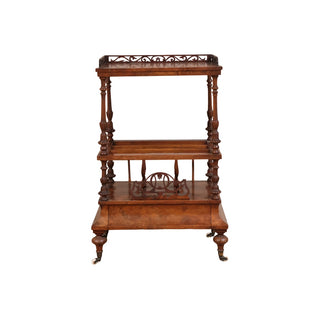 20th Century English Walnut Canterbury Bar Cart
