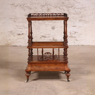 20th Century English Walnut Canterbury Bar Cart
