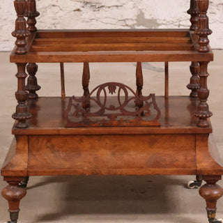 20th Century English Walnut Canterbury Bar Cart
