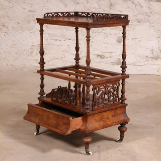 20th Century English Walnut Canterbury Bar Cart
