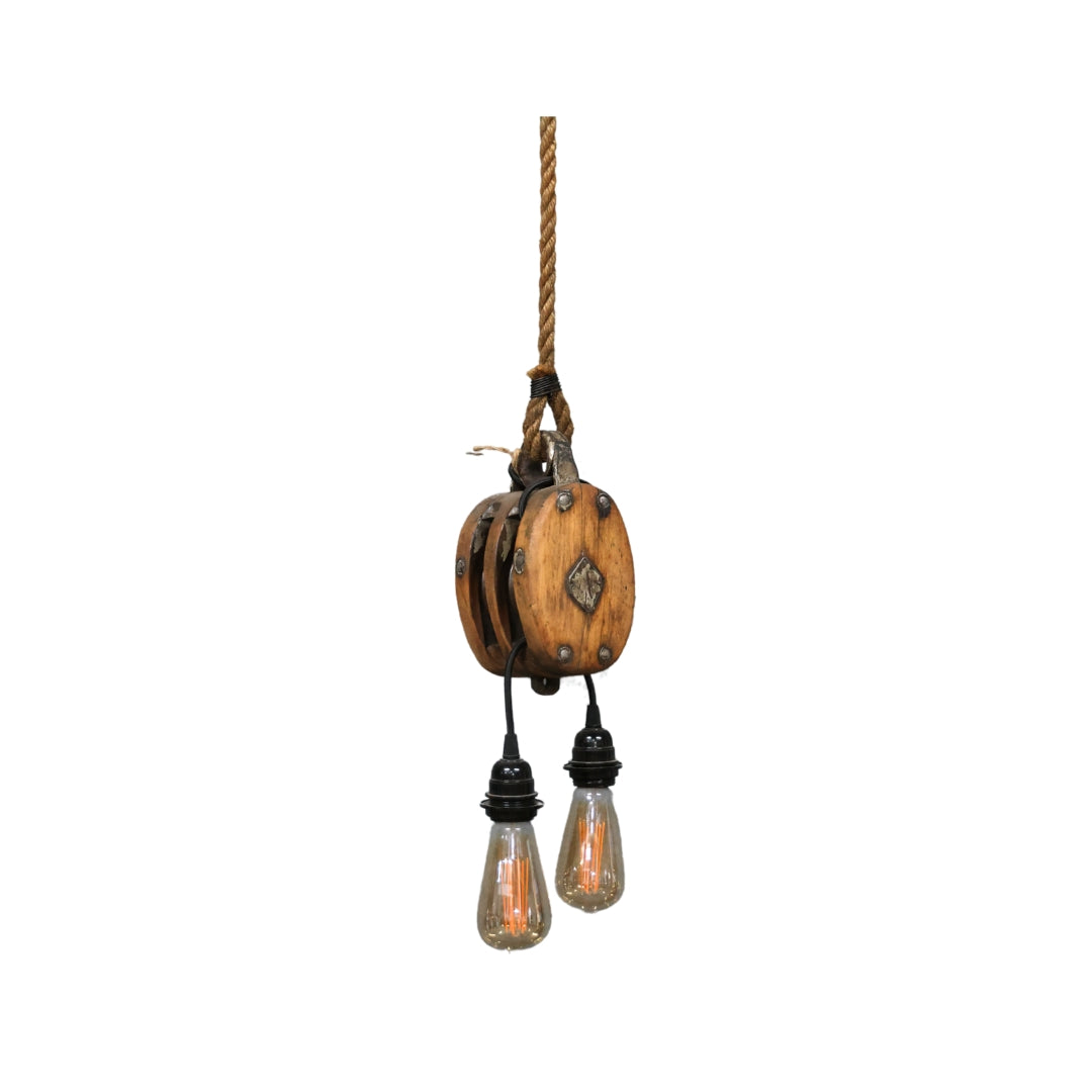 Large Antique Double Pulley Light - Thumbnail 3