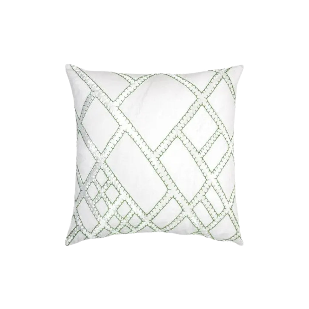 Net Grass Appliqued Linen Pillow (Medium)